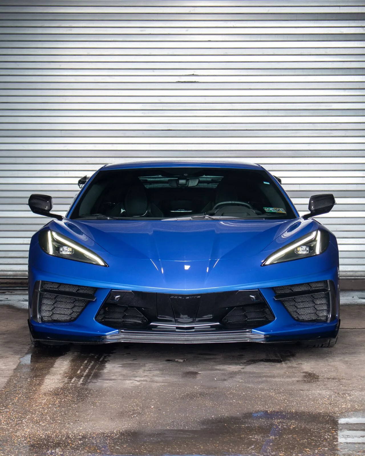 Blue C8 Corvette ceramic coating front view Philadelphia