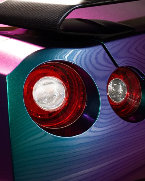 GT-R taillight detail with color-shift vinyl wrap